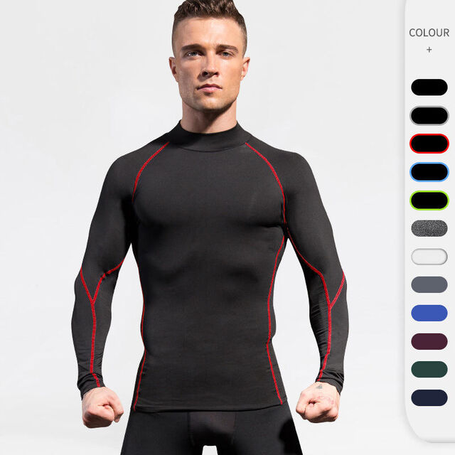 Men's Running Shirt Fitness Compression Top Quick-Dry Long Sleeve T-Shirts for Gym Running Muscle Support Moisture-Wicking Fabric