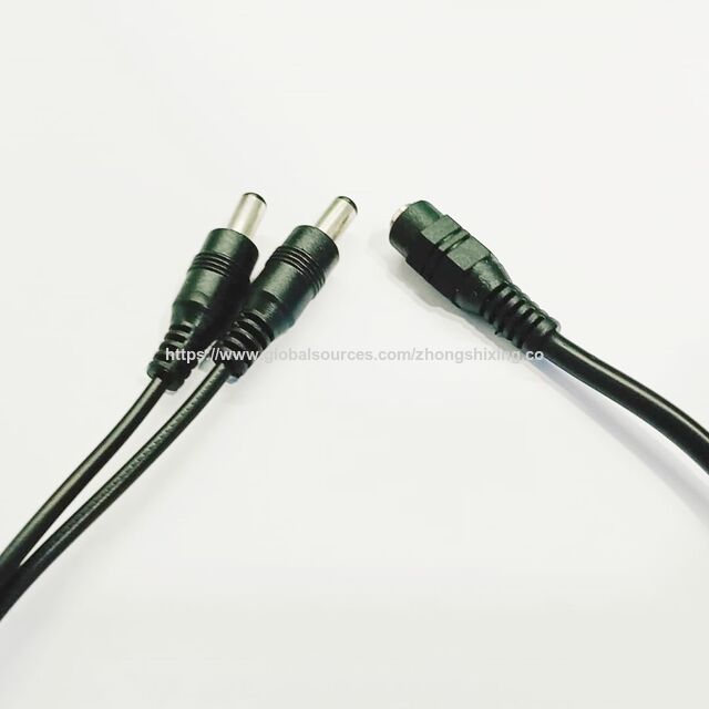Venta directa de fábrica: cable de extensión de alimentación DC, 1 conector hembra a 2 conectores macho 5.5*2.1, cable divisor de corriente DC