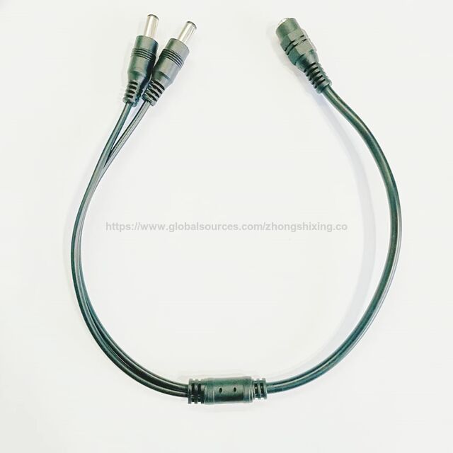 Venta directa de fábrica: cable de extensión de alimentación DC, 1 conector hembra a 2 conectores macho 5.5*2.1, cable divisor de corriente DC
