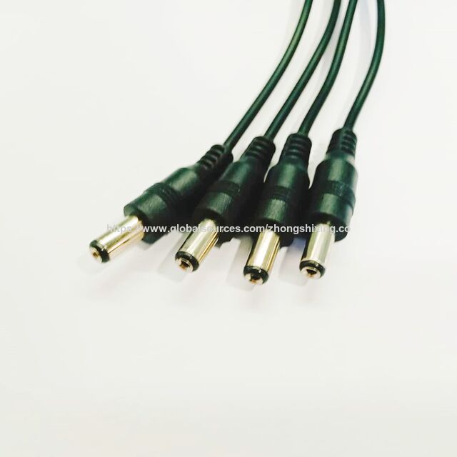 Venta de fábrica 5521 Cable divisor de conector macho DC 5.5*2.1mm Cable divisor DC 1 hembra a 4 conectores macho con cable de alimentación