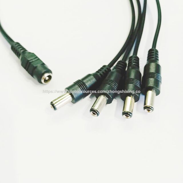Venta de fábrica 5521 Cable divisor de conector macho DC 5.5*2.1mm Cable divisor DC 1 hembra a 4 conectores macho con cable de alimentación