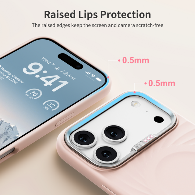Memumi جراب سيليكون سائل مغناطيسي لهاتف iPhone 17 Pro Max متوافق مع MagSafe| ملمس ناعم| مضاد للخدش| غطاء مقاوم للصدمات - وردي