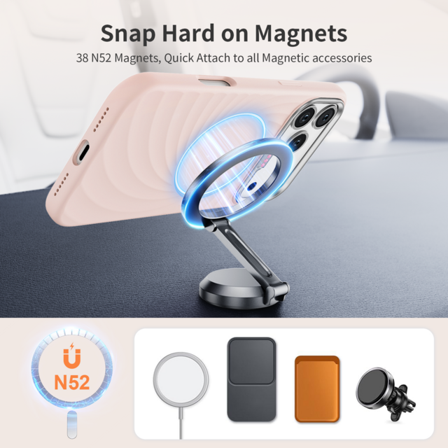 Memumi جراب سيليكون سائل مغناطيسي لهاتف iPhone 17 Pro Max متوافق مع MagSafe| ملمس ناعم| مضاد للخدش| غطاء مقاوم للصدمات - وردي
