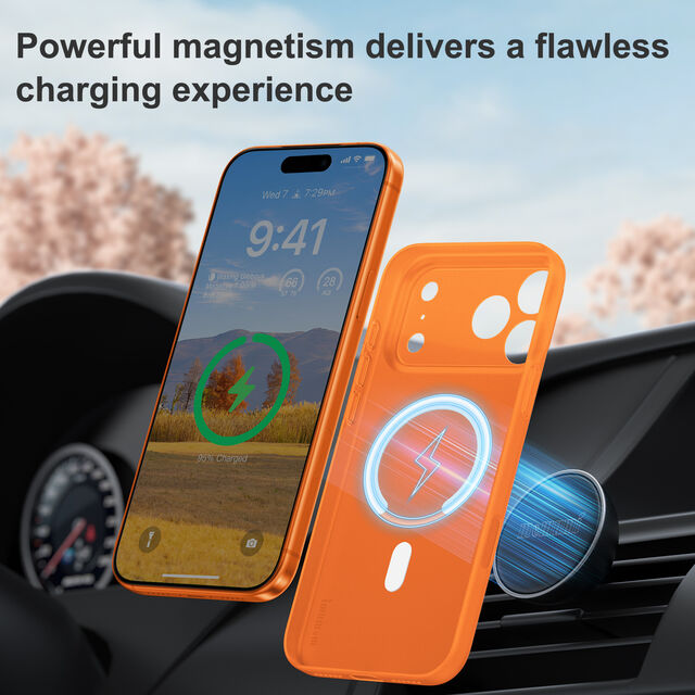 Memumi Magnetische Ultradünne Hülle für iPhone 17 Pro Max, Leichte 0,3mm Handyhülle, Magnetische Hülle Kompatibel mit MagSafe - Orange