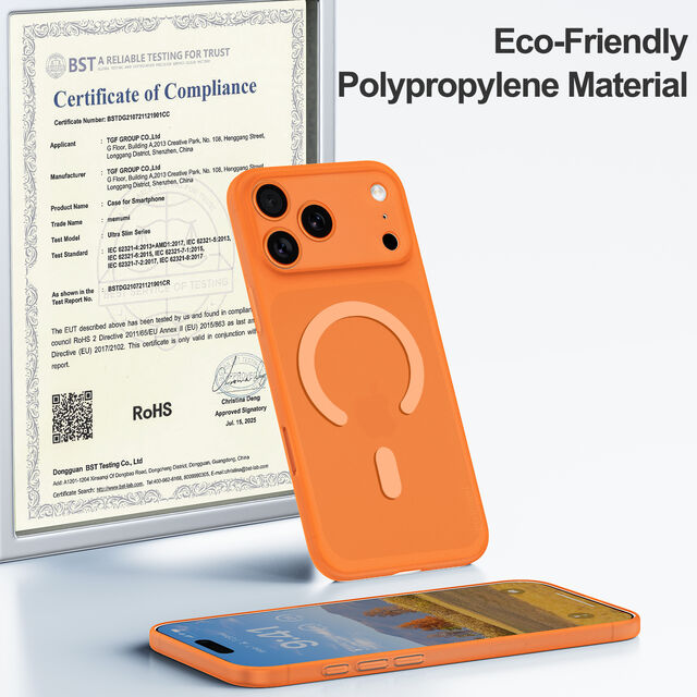 Memumi Magnetische Ultradünne Hülle für iPhone 17 Pro Max, Leichte 0,3mm Handyhülle, Magnetische Hülle Kompatibel mit MagSafe - Orange