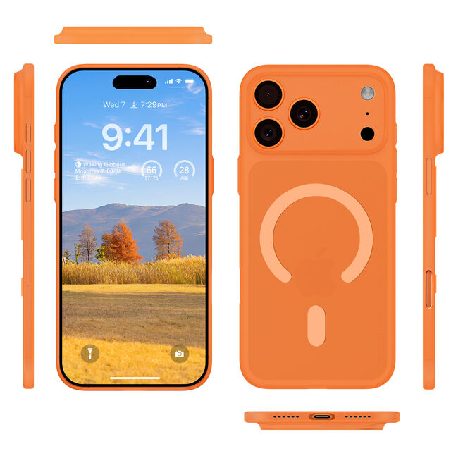 Memumi Magnetische Ultradünne Hülle für iPhone 17 Pro Max, Leichte 0,3mm Handyhülle, Magnetische Hülle Kompatibel mit MagSafe - Orange