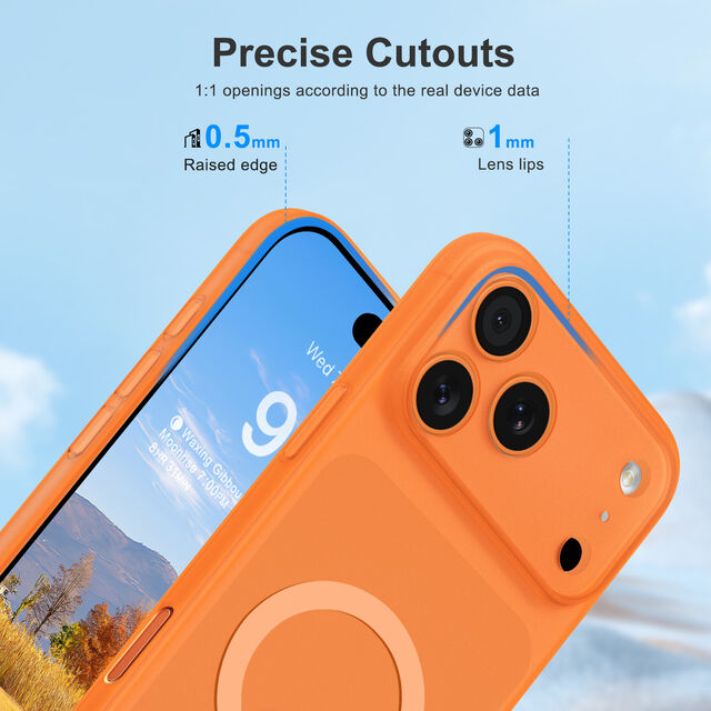 Memumi Magnetische Ultradünne Hülle für iPhone 17 Pro Max, Leichte 0,3mm Handyhülle, Magnetische Hülle Kompatibel mit MagSafe - Orange