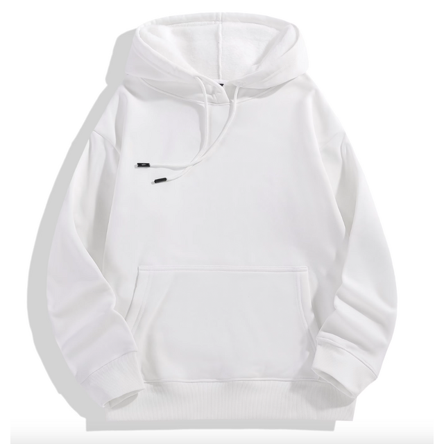 Sudadera con Capucha Gruesa de 360g JC Factory para Invierno, Estilo Vintage y Oversize, Manga Larga, Personalizable, Algodón Liso en Colores Básicos: Blanco y Gris
