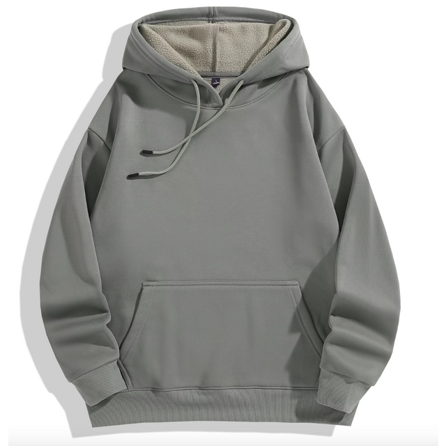Sudadera con Capucha Gruesa de 360g JC Factory para Invierno, Estilo Vintage y Oversize, Manga Larga, Personalizable, Algodón Liso en Colores Básicos: Blanco y Gris