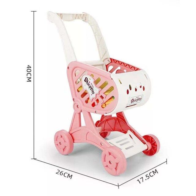 HY Toys Carrito de Compras Nuevo para Niños, Carrito de Simulación, Juego de Imitación para el Hogar, Juguete para Niñas y Bebés