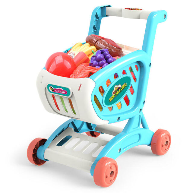HY Toys Carrito de Compras Nuevo para Niños, Carrito de Simulación, Juego de Imitación para el Hogar, Juguete para Niñas y Bebés