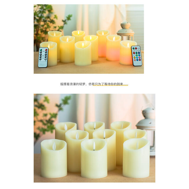 Bougie LED en cire avec flamme dansante électrique à piles pour décoration de fête à la maison