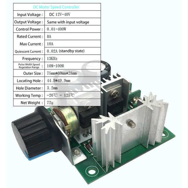 Regulador obediente de la velocidad del motor de ROHS 10A PWM DC para el control cosmético de la fan del instrumento