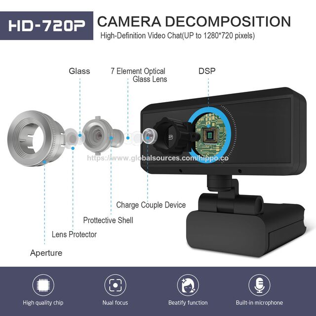 Webcam 1080P com Foco Automático para PC, Webcam de Transmissão ao Vivo para Trabalho e Estudo