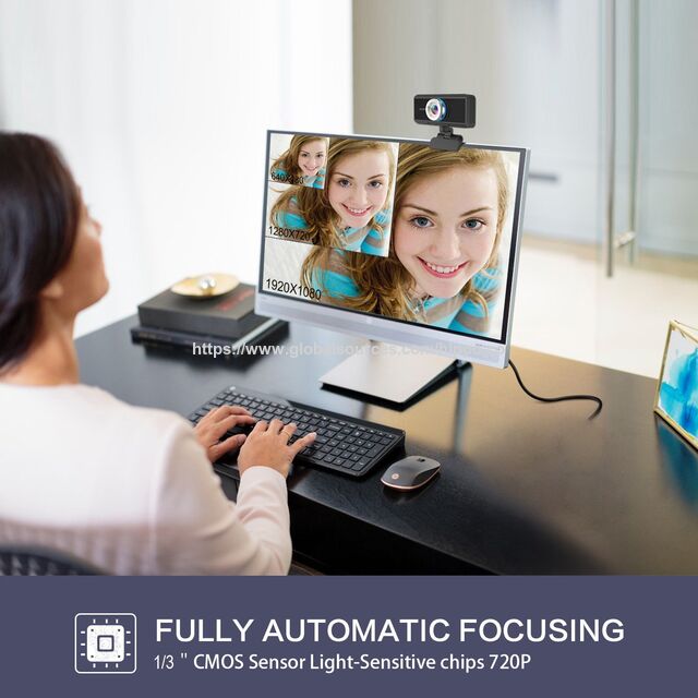 Webcam 1080P com Foco Automático para PC, Webcam de Transmissão ao Vivo para Trabalho e Estudo