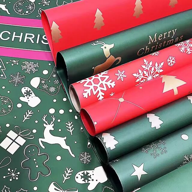 Weihnachtsgeschenkpapier, Papier zum Einwickeln von Äpfeln am Heiligabend, wasserdichte Blumenverpackungsmaterialien, DIY-Sträuße.