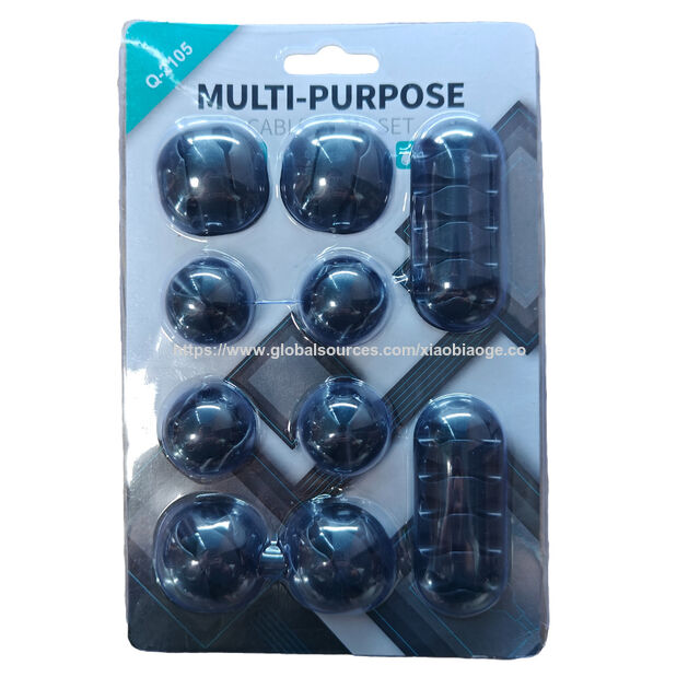 Venta al por mayor de stock de 10 clips autoadhesivos mixtos para cables y alambres, organizador de cables USB múltiple para escritorio