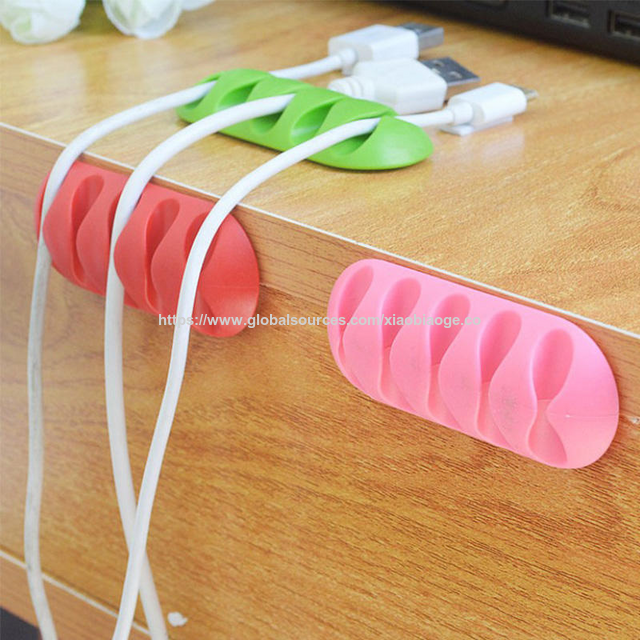 Venta al por mayor de stock de 10 clips autoadhesivos mixtos para cables y alambres, organizador de cables USB múltiple para escritorio
