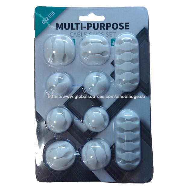 Venta al por mayor de stock de 10 clips autoadhesivos mixtos para cables y alambres, organizador de cables USB múltiple para escritorio