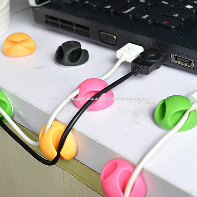 Venta al por mayor de stock de 10 clips autoadhesivos mixtos para cables y alambres, organizador de cables USB múltiple para escritorio