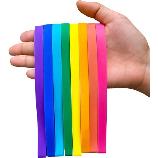 DLSEALS Longs Élastiques en Silicone Arc-en-ciel, Assortiment d'Élastiques en Caoutchouc Colorés, Assortiment d'Élastiques Surdimensionnés Colorés