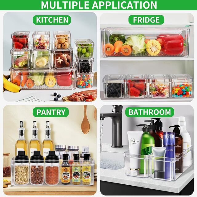 Boîte de rangement pour réfrigérateur en acrylique transparent, récipients alimentaires en plastique pour légumes