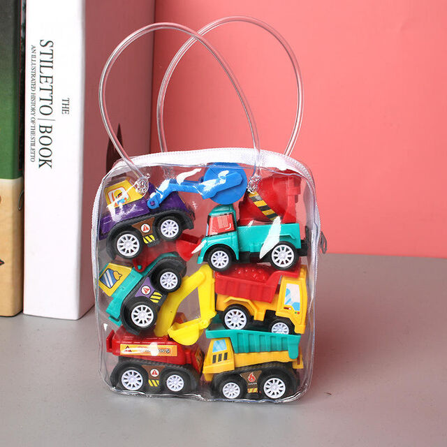 Conjunto de 6 brinquedos de modelo de carro, brinquedos de puxar para trás, veículo móvel, caminhão de bombeiros, modelo de táxi, mini carros infantis, brinquedos para meninos, presente para crianças