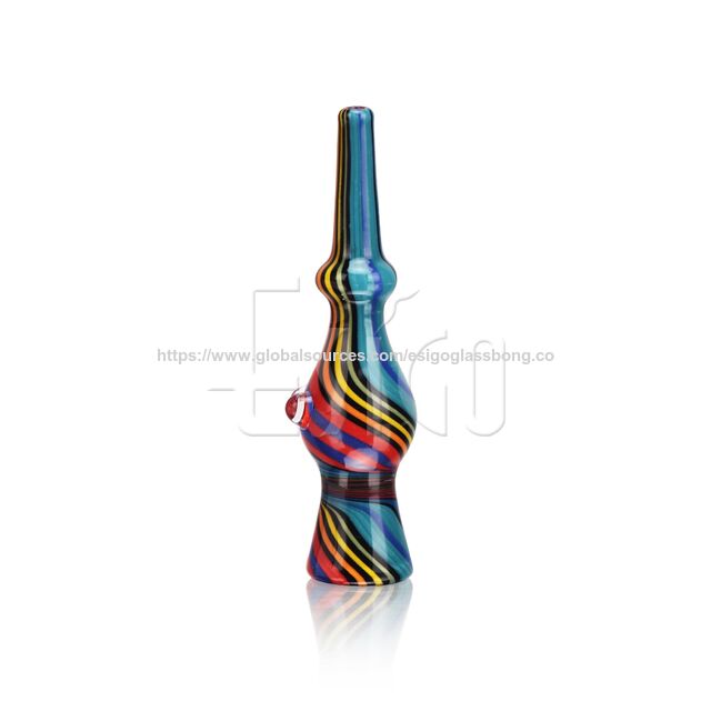 Esigo Glass Chillum en verre coloré Wig Wag portable très populaire Pipe à main Herbe sèche Pipe à eau en verre Accessoires en verre