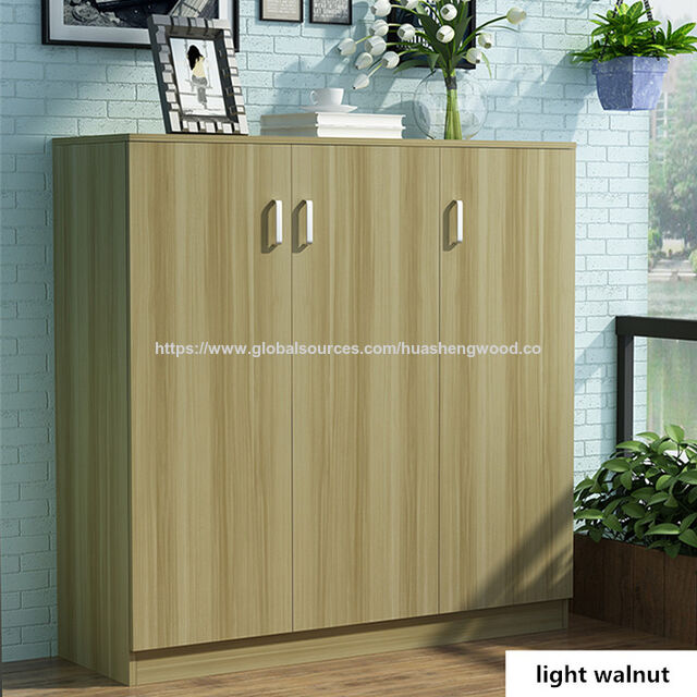 Schuhschrank mit Tür im Euro/Modern/Kreativ-Stil, Schuhaufbewahrung in Holzmaserung/Weiß/Schwarz