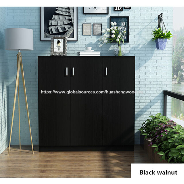 Schuhschrank mit Tür im Euro/Modern/Kreativ-Stil, Schuhaufbewahrung in Holzmaserung/Weiß/Schwarz