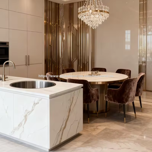 Losas de piedra de cuarzo natural de diseño moderno para encimeras de cocina y revestimiento de paredes, blanco artificial
