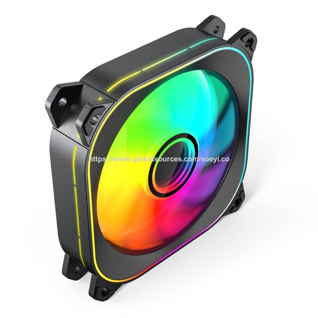 SOEYI Ventilador de refrigeración para CPU RGB de gran venta, alimentación de 3 pines, cobre de 4 pines, ventilador ARGB para radiador de refrigeración por aire de PC con luz de espejo infinito