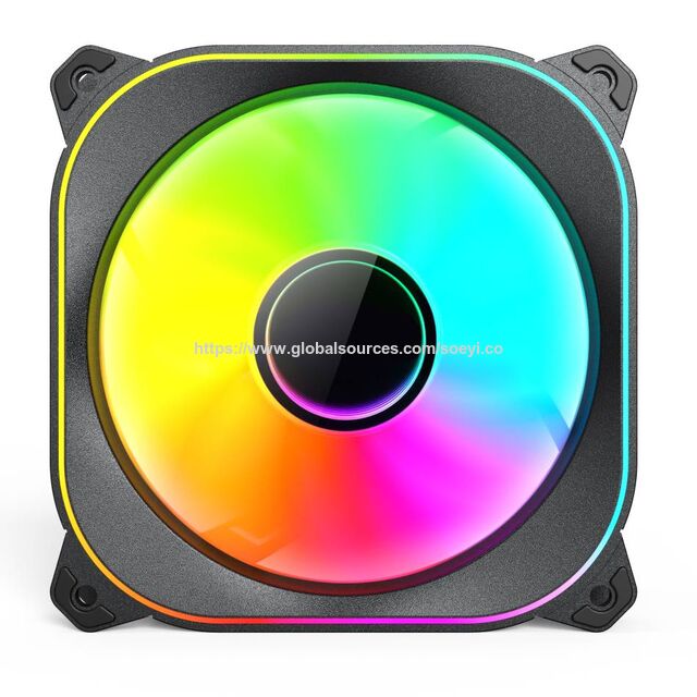 SOEYI Ventilador de refrigeración para CPU RGB de gran venta, alimentación de 3 pines, cobre de 4 pines, ventilador ARGB para radiador de refrigeración por aire de PC con luz de espejo infinito