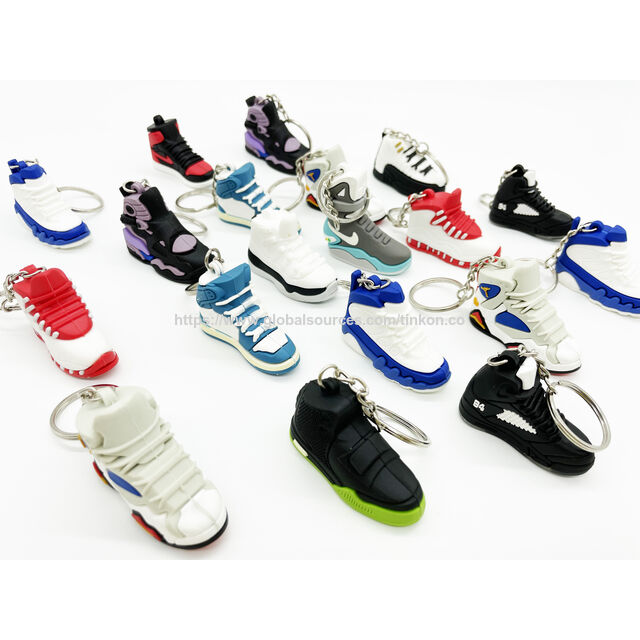 Llaveros al por mayor 2D 3D de goma PVC Mini Air Max Jordan, zapatillas de baloncesto
