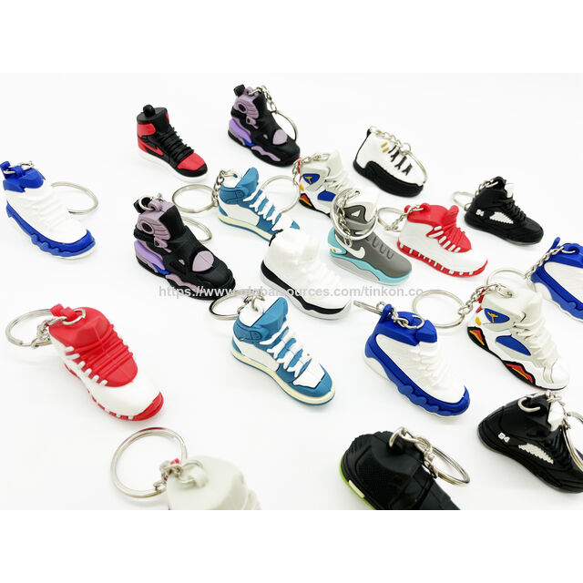 Llaveros al por mayor 2D 3D de goma PVC Mini Air Max Jordan, zapatillas de baloncesto