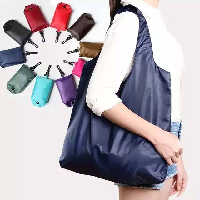 Sac Écologique Personnalisé d'Usine, Sac de Courses en Nylon, Polyester Recyclé, Sac Bleu Pliable en Polyester avec Cordon de Serrage et Votre Propre Logo