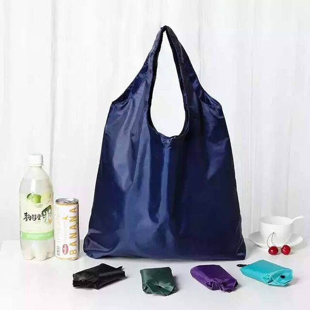 Sac Écologique Personnalisé d'Usine, Sac de Courses en Nylon, Polyester Recyclé, Sac Bleu Pliable en Polyester avec Cordon de Serrage et Votre Propre Logo