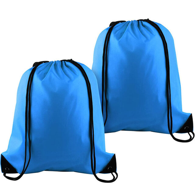 Sac Écologique Personnalisé d'Usine, Sac de Courses en Nylon, Polyester Recyclé, Sac Bleu Pliable en Polyester avec Cordon de Serrage et Votre Propre Logo