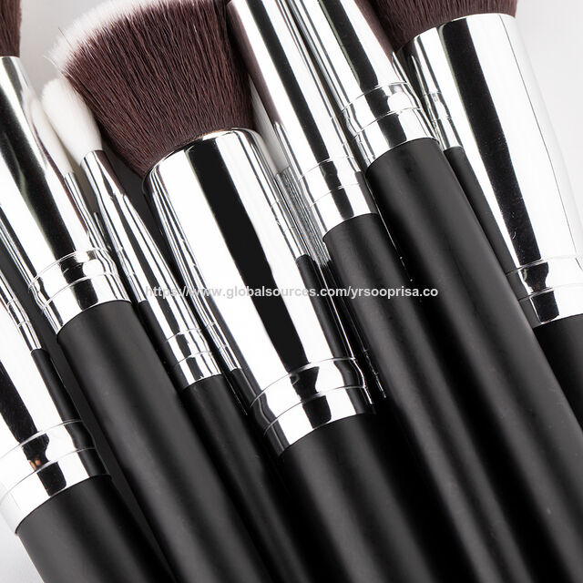 YRSOOPRISA15pcs Black makeup Brush Set Professional Soft Synthetic Hair Face Makeup Tool with Bag