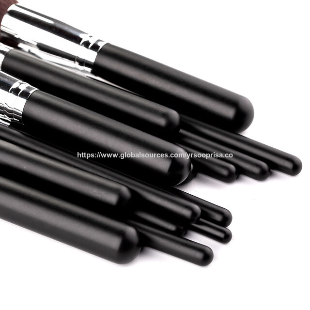 YRSOOPRISA15pcs Black makeup Brush Set Professional Soft Synthetic Hair Face Makeup Tool with Bag