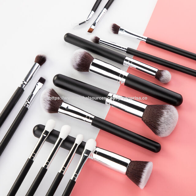 YRSOOPRISA15pcs Black makeup Brush Set Professional Soft Synthetic Hair Face Makeup Tool with Bag