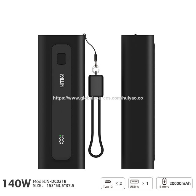N-DC021B Batterie Externe PD 100W 20000mAh, Chargeur Portable Haute Vitesse pour Ordinateur Portable