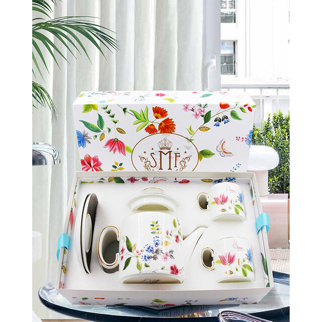 Juego de Vajilla de Lujo de Porcelana Fina China para Té, Vajilla de Cerámica China de Color, Apta para Lavavajillas para Sala de Estar y Comedor