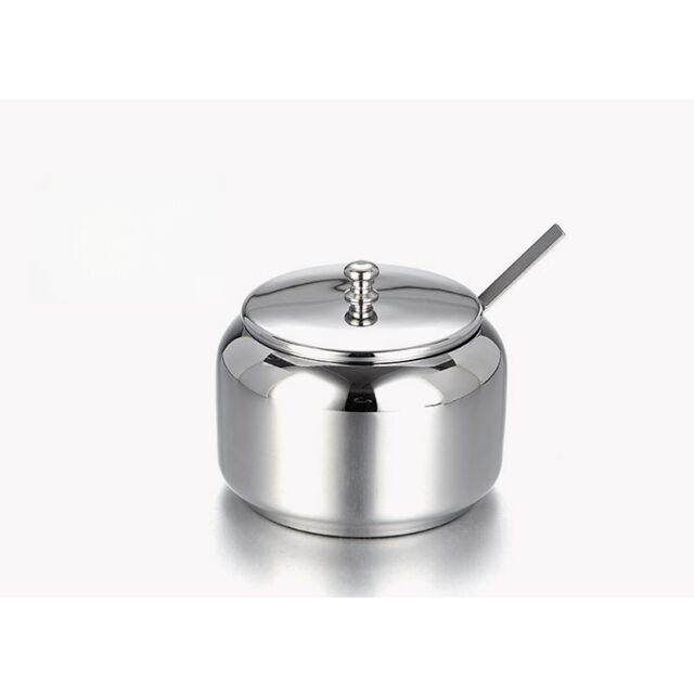 Zucker- und Sahnekännchen-Set aus Edelstahl, komplett mit Löffel und Tablett, Kaffeeservice-Set (Zucker & Sahne)