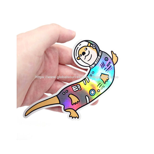 Baixo MOQ Auto Adesivo Brilhante Forma Irregular Holograma Logotipo Impressão de Adesivos Corte Personalizado Laser Anime Adesivos Holográficos