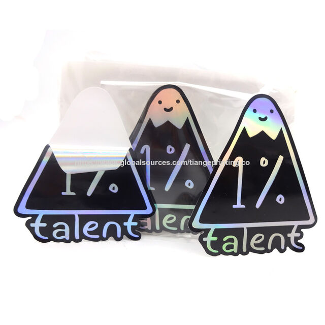Baixo MOQ Auto Adesivo Brilhante Forma Irregular Holograma Logotipo Impressão de Adesivos Corte Personalizado Laser Anime Adesivos Holográficos