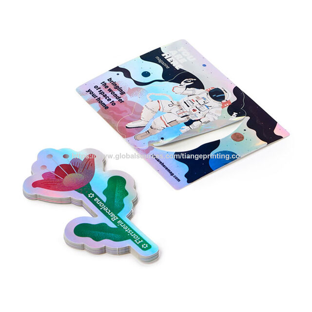 Baixo MOQ Auto Adesivo Brilhante Forma Irregular Holograma Logotipo Impressão de Adesivos Corte Personalizado Laser Anime Adesivos Holográficos