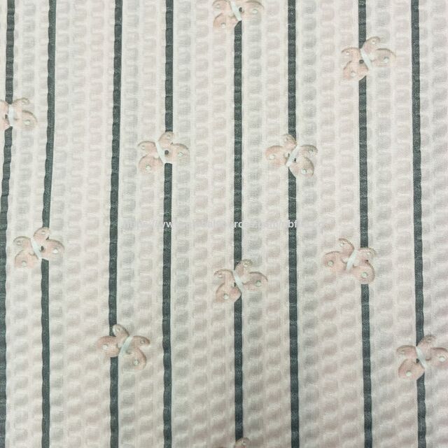 Tissu imprimé seersucker T/C