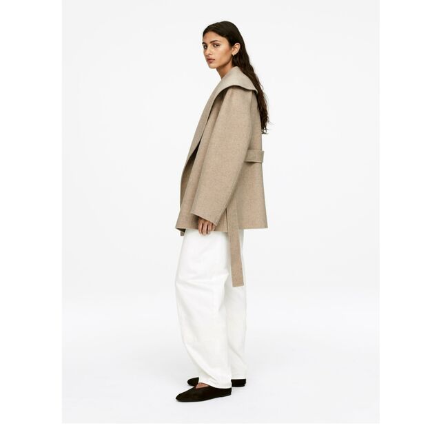 Abrigo de Lana de Doble Cara con Cachemira y Lana para Invierno al por Mayor con Logo de Marca, Ajuste MID con Cuerda y Cierre Abierto para Mujer