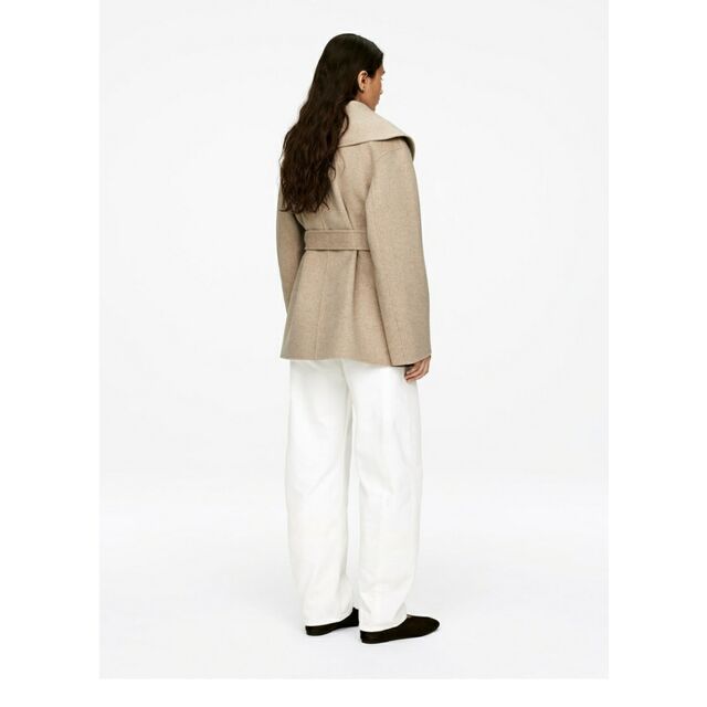 Abrigo de Lana de Doble Cara con Cachemira y Lana para Invierno al por Mayor con Logo de Marca, Ajuste MID con Cuerda y Cierre Abierto para Mujer
